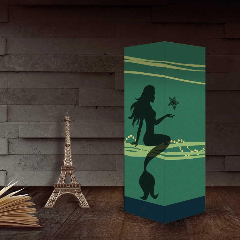 

Ночник светодиодный бумажный тень в виде лося, моря, мира и русалки, креативный сенсорный светильник, домашний бар, настольная лампа, рождес...