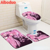 pink girl modern room bathroom 3 piece kit bathroom non slip absorbent bathroom accessories toilet seat bathroom floor carpet