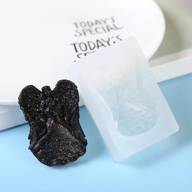 

DIY Crafts Angel Pattern Crystal Epoxy Resin Mold 3D Stereo Soap Silicone Mould R2LE