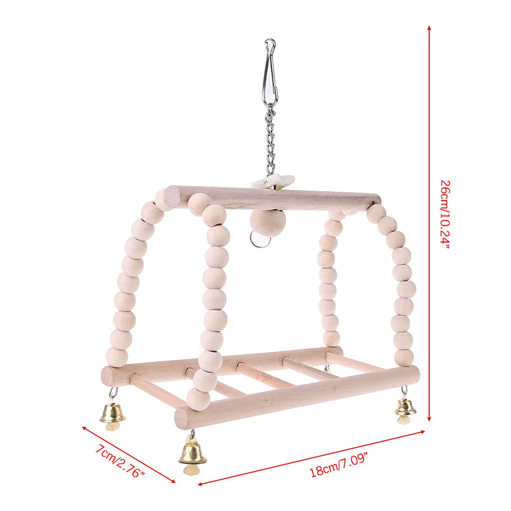 Искусственный мост натуральный деревянный попугай птичий подвесные бусины