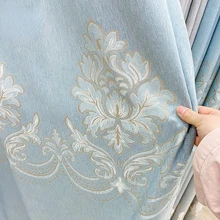 Algodão de seda dourada flor europeia dupla face jacquard cortinas para sala de estar jantar quarto (3)