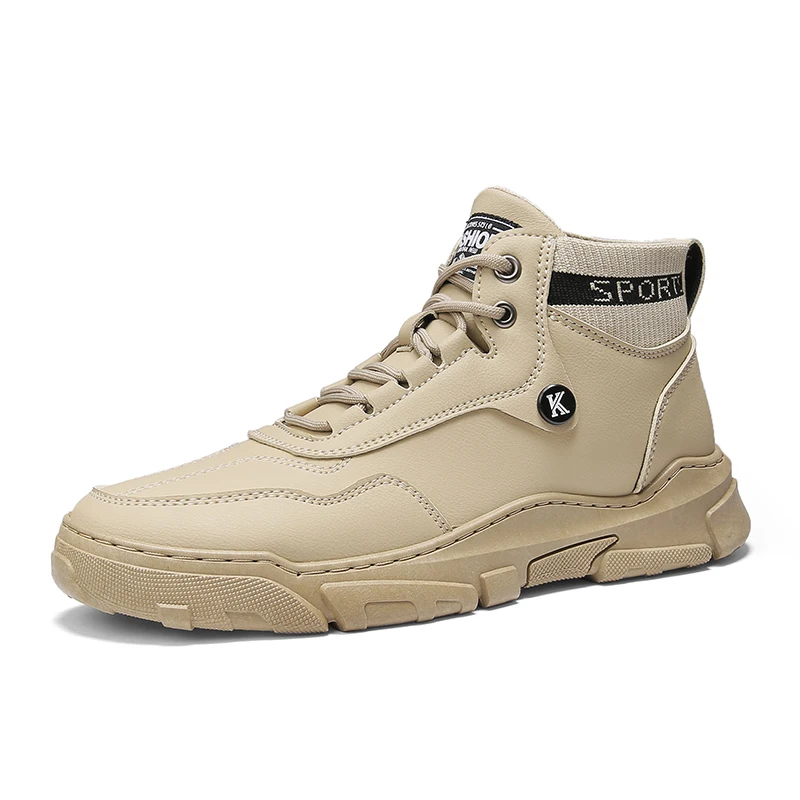 

2020 New Men Boots Leather Waterproof Lace Up Military Boots Men Winter Ankle Lightweight Shoes for Men Winter Casual Non Slip