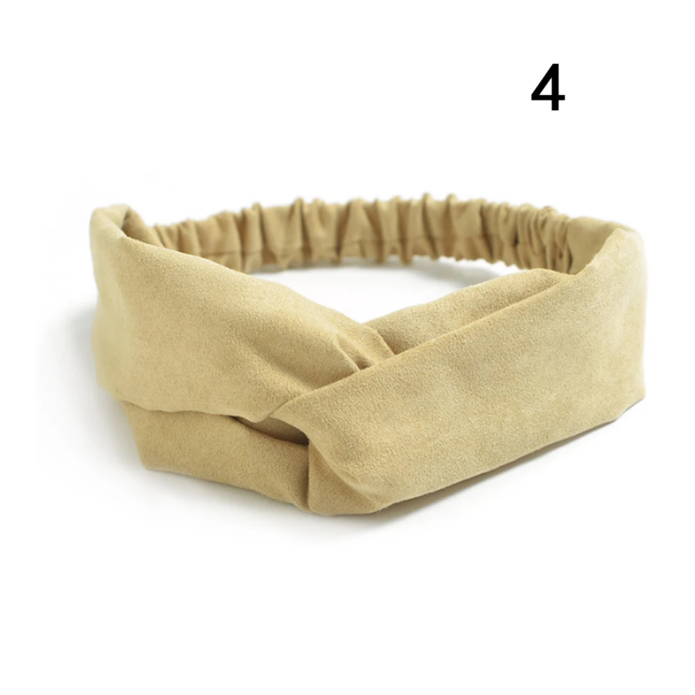 

Women Suede Headband Bohemian Vintage Cross Knot Elastic Hairband Hair Accessories Print Headbands Simple Bandanas 2021 New