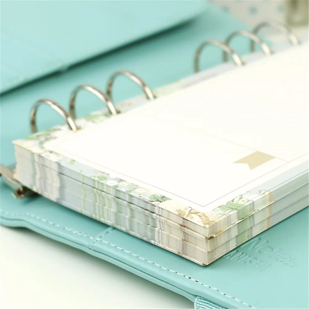 

40 Sheets Floral Notebook Papers Kawaii Stationery 6 Holes A5 Refilling Inner Pages Loose Leaf Binding Weekly Planner Note Pads