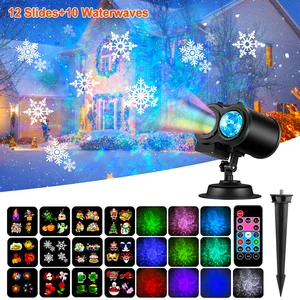 Светодиодный диско-светильник с 12 узорами, Рождественский проектор, уличное праздничное освещение, садовый ландшафтный светильник, праздничные украшения для дома