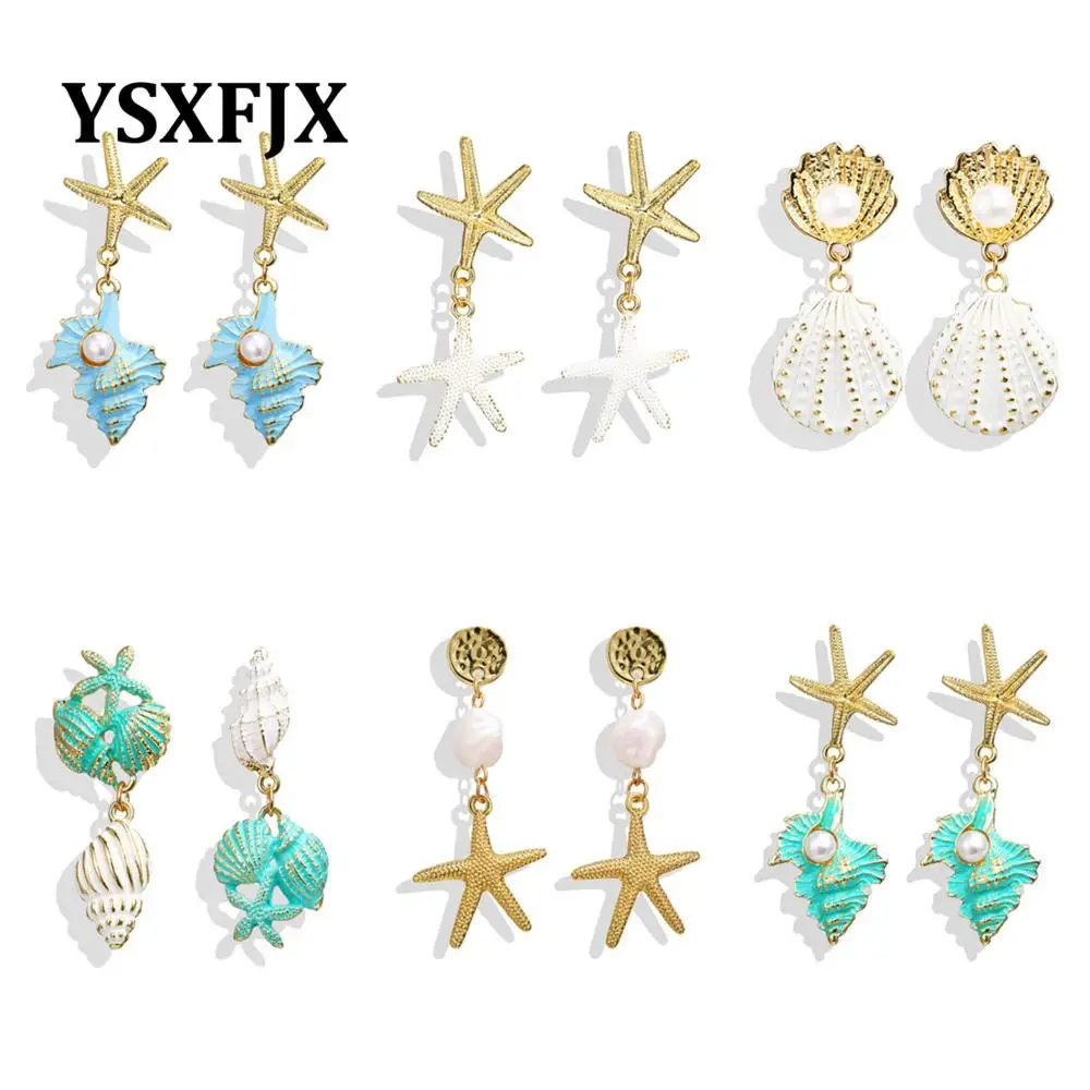 2019 Bohemia Shell Висячие серьги для женщин металлический корпус с морской раковиной