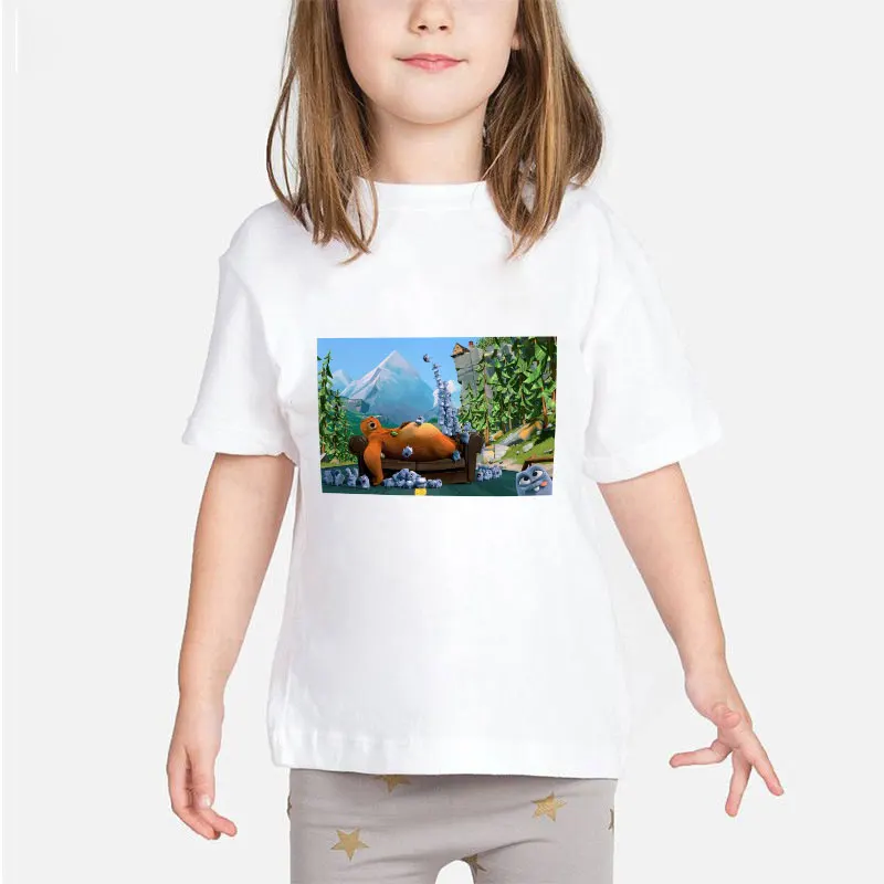 

2021 Kids Boy T-shirt Baby Cartoon Grizzy Bear Lemmings Print Children's Top Crew Neck Boys T Shirts Harajuku T Shirt For Girls