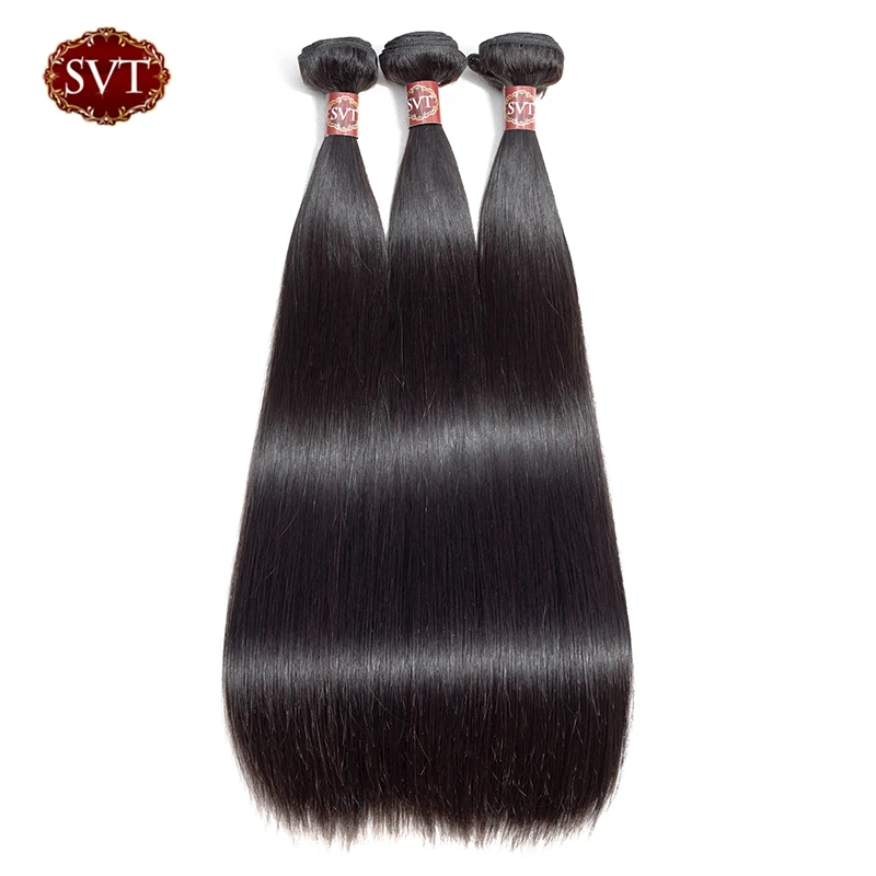 SVT волосы перуанские прямые 13*4 Кружева лобовое Закрытие с пучками не Реми