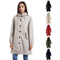autumn and winte coat for womenr anti splash hooded womens leisure long coat loose large outdoor solid wide waisted trench