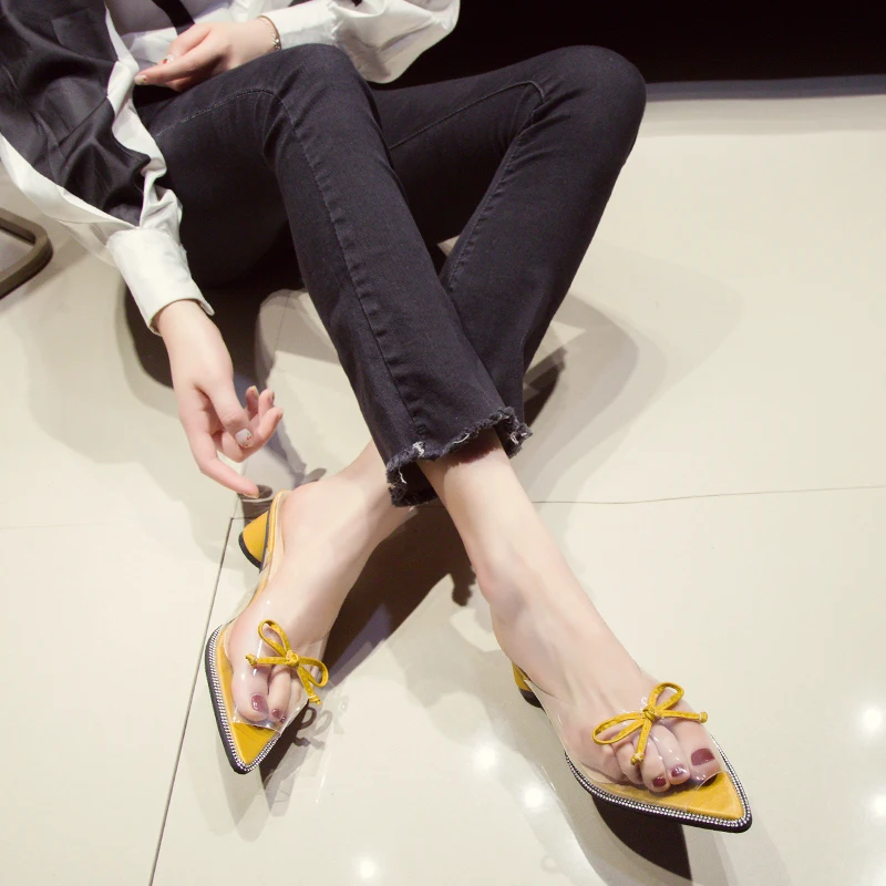 Прозрачный ПВХ прозрачные женские туфли лодочки Женская обувь Большие размеры