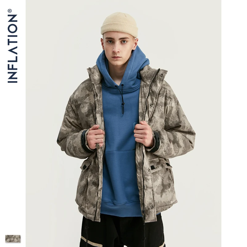 Инфляция дизайн высокий Для мужчин парка куртка светильник с камуфляжным