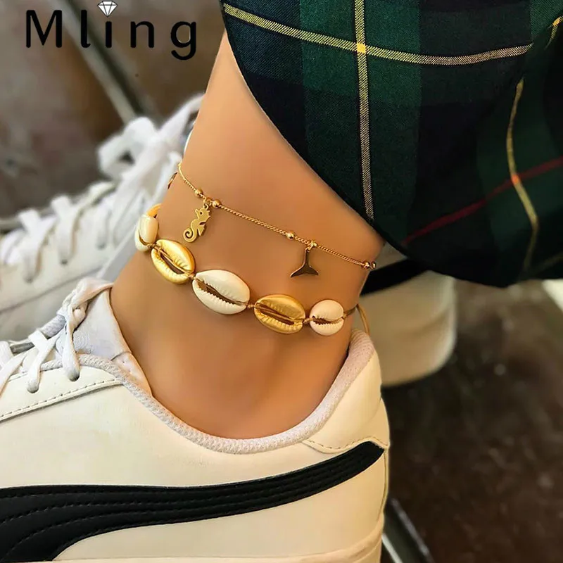 Mling 2 шт./компл. модные богемные браслеты на ногу для Для женщин Пляж оболочки