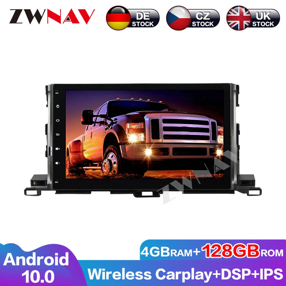 

4G + 128G ZWNAV Carplay Android 10 автомобильный DVD-плеер для Toyota Highlander 2015-2017 GPS аудио стерео мультимедийное головное устройство автомобильное радио