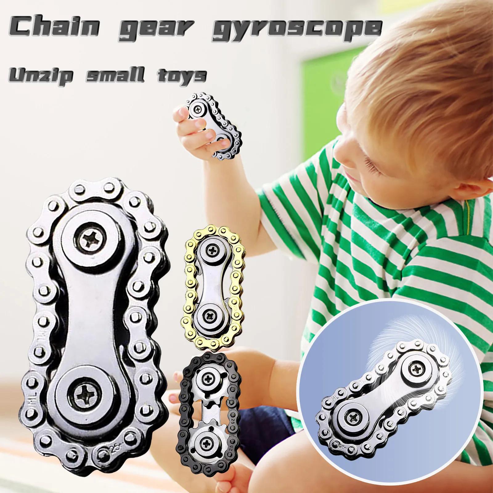 

Fingertip Gyro Chains Flywheel Sprockets EDC Stainless Steel Anxiety Relief Decompression Metal Toy Gear Sprocket Road Spinner