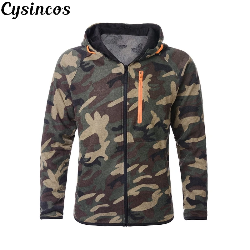 Мужские худи на молнии CYSINCOS повседневные камуфляжные толстовки с капюшоном в