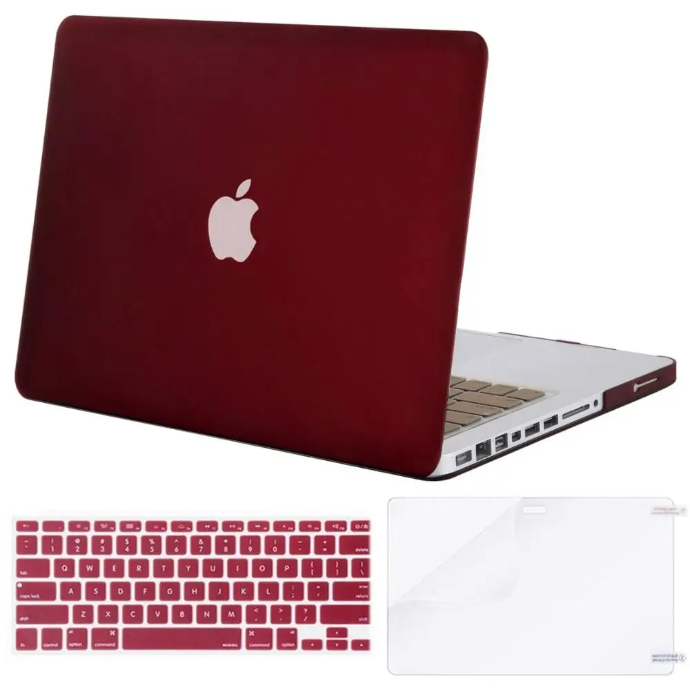 Чехол MOSISO для Macbook Pro 13 дюймов, чехол для ноутбука Macbook Pro 13 CD Drive A1278 2008-2012+ силиконовый чехол для клавиатуры - Цвет: Marsala Red
