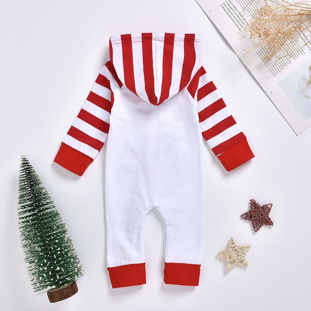 Baby Boys Christmas Rompers Toddler Baby Boy Girl Cartoon Letter Printed Hoodie Romper Infantil Jumpsuits Newborn Clothes