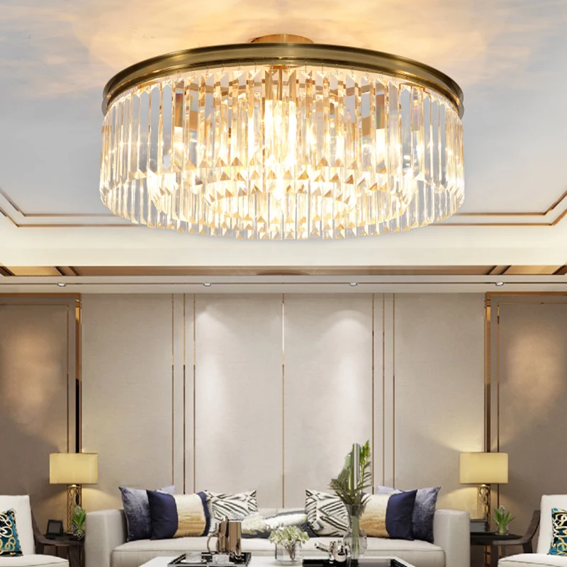 

New Luxury Cristal Plafonnier Round Lampadari Decor Living Room Bedchamber Dining Hall Crystal Ceiling Light