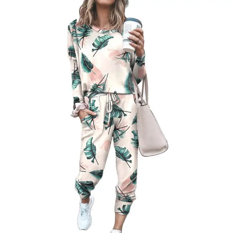 

Donsignet New Women's Suit Fashion Summer Loose Print Long-sleeved Casual Trousers Women's Suit