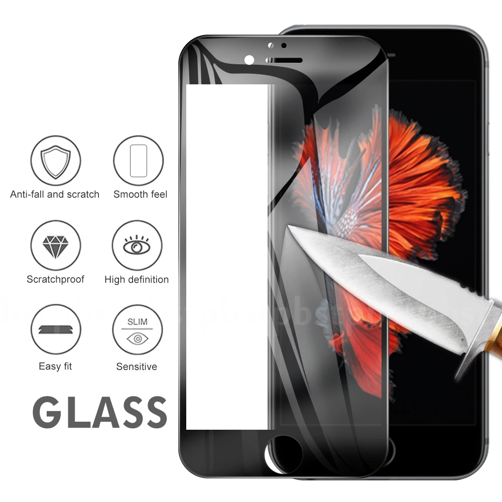 3D 9H полное покрытие закаленное стекло для iPhone 8 7 6 6S Plus 5 5S SE защита экрана