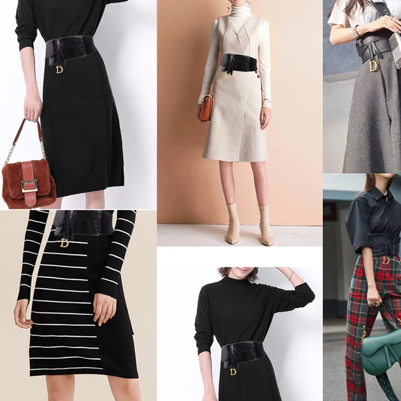 

New Women Elastic Wide Belt Black Stretch PU Leather Waist Belt for Dress Corset Cinch Waistband DIY Three Dimensional Slim Belt