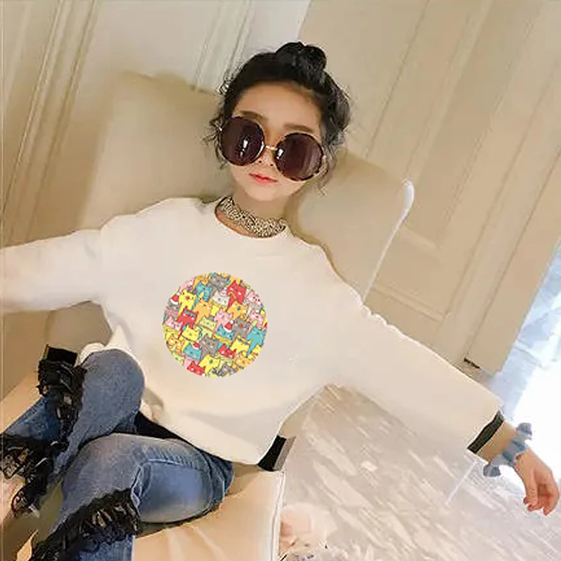 Cartoon Cat Unicorn Applique Iron-On Transfers For Clothing Vinyl Heat Transfer Ironing Stickers DIY Thermal Patches On Clothes | Дом и сад