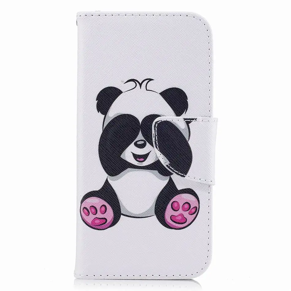 Цветные кожаные чехлы для телефона для Apple iPhone 5 5S SE 6 6S 7 8 Plus X XS MAX XR Чехлы для книг с отделениями для карт Fundas DP07G - Цвет: Giant Panda