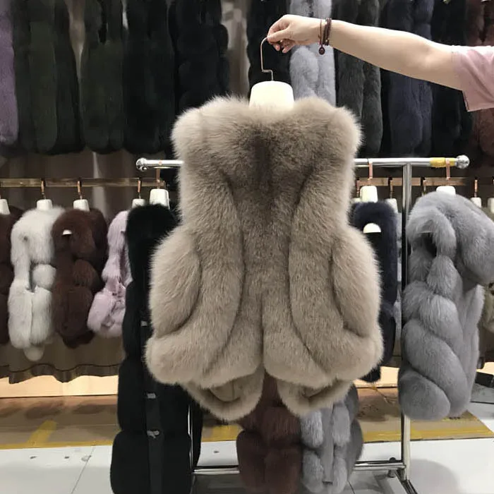 Хаки Новинка,, женский жилет из искусственного меха, пальто, зимняя куртка, без рукавов, манто, femme hiver - Цвет: Хаки