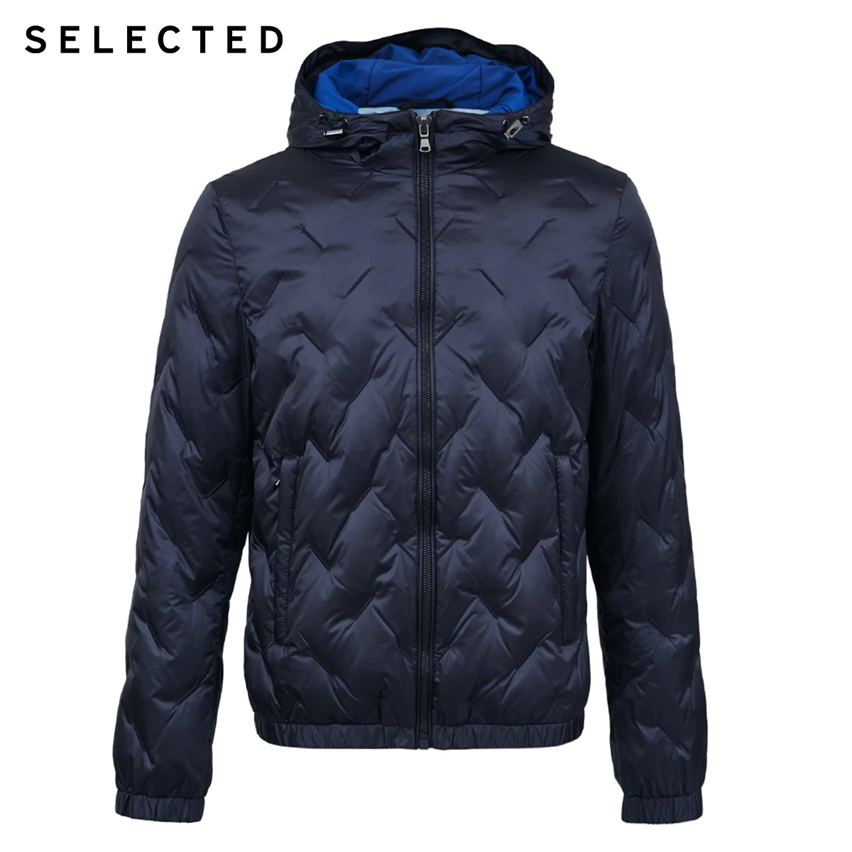 SELECTED Men's Winter Embroidered Hooded Duck Down Jacket S|419412510 | Мужская одежда