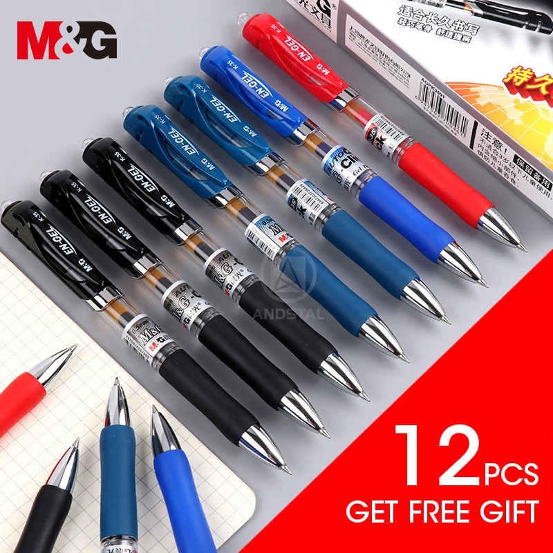 

M&G NO.1 Retractable Gel Pen 0.5mm black dark blue red ink Andstal rollerball refill gelpen for office supplies stationery pens
