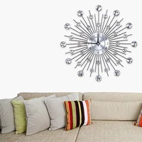 new luxury sparkling bling metallic silver flower shaped wall clock for living room office wall clock modern design decorationwf