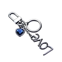 crystal heart tag love words dog clasp stainless steel keychain keyring bags pendant key chain ring holder for car