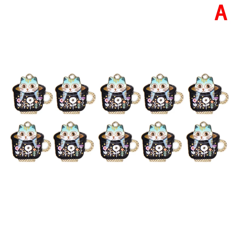 

Miraculous 10pcs Japanese Cute Cartoon Enamel Flower Cat Charms Kitten Fashion Alloy Accessories Toy Jewelry Hairpin Pendant