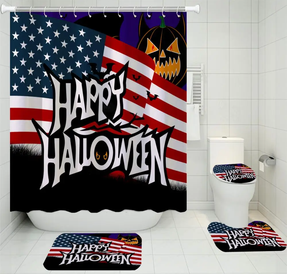 4 шт. и надписью &quotHappy Halloween&quot наборы для ванной с изображением американского