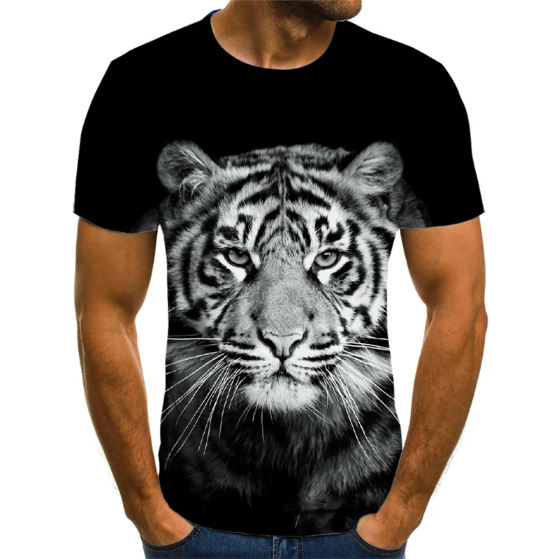 

Summer men's and women's clothing T-shirt O-neck short-sleeved clothing Animal lion 3D printing T-shirt Casual children T-shirt