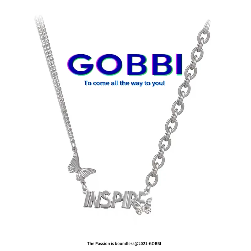 

GOBBI Stainless Steel Jewelry Butterfly Necklace Pendant Woman Jewelry 2021 Jewelry Temperament Charm Clavicle Chain