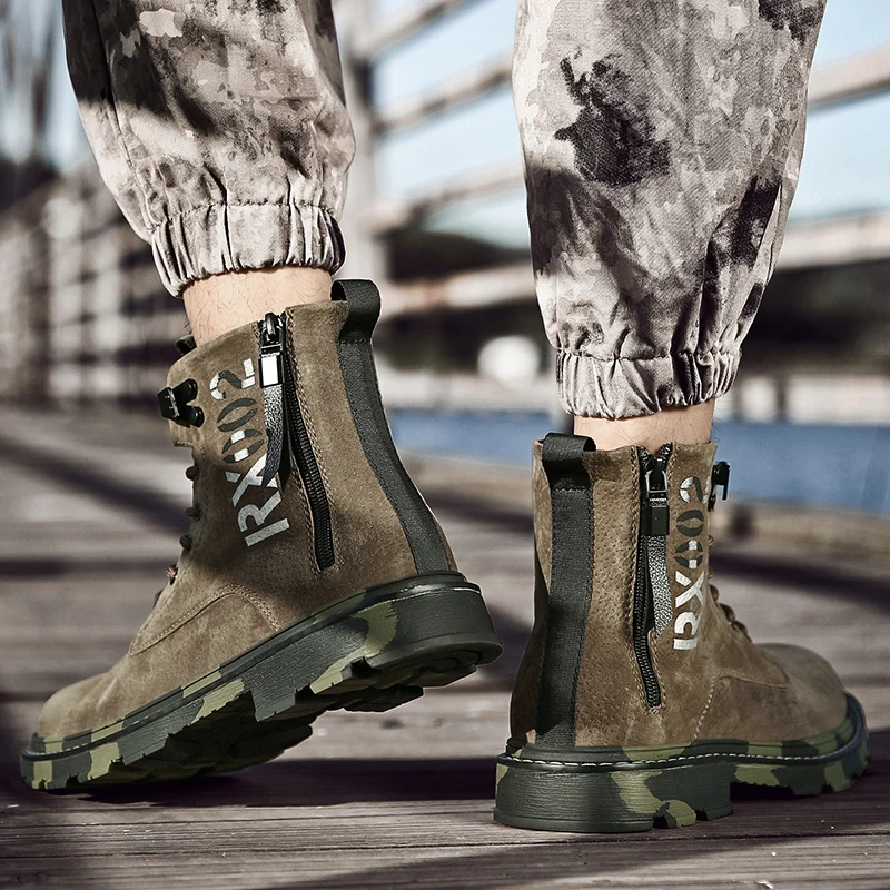 Качественная обувь из натуральной кожи мужские ботинки мотоциклетная