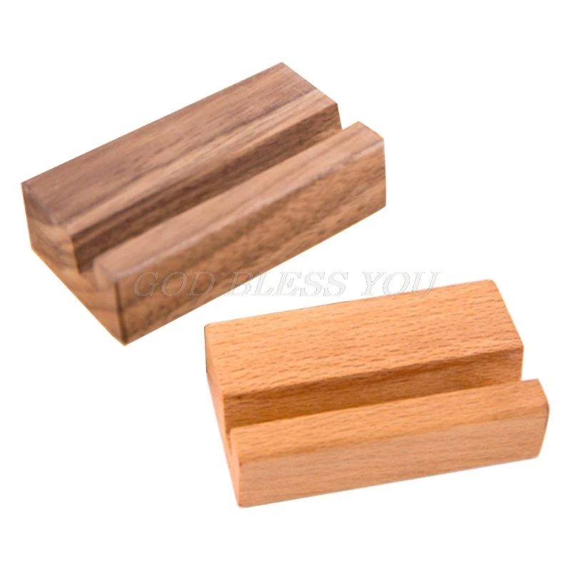 

Black Walnut Beech Wood Business Card Holder Office Desk Wooden Photo Stand Name Memo Clips Organizer Storage Dinner Party Decor