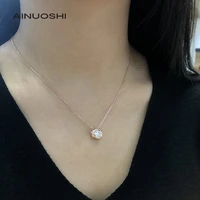 ainuoshi 925 sterling silver whiterose gold 1ct round cut moissanite classic necklace womens fashion jewelry