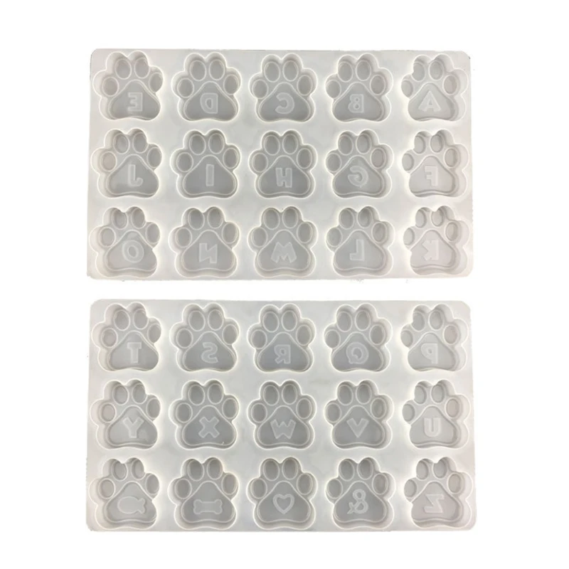 

X4YA DIY Dog Paw Silicone Epoxy Mold DIY Letter Keychain Pendant Jewelry Crafting Mould for Valentine's Day Gift Craft