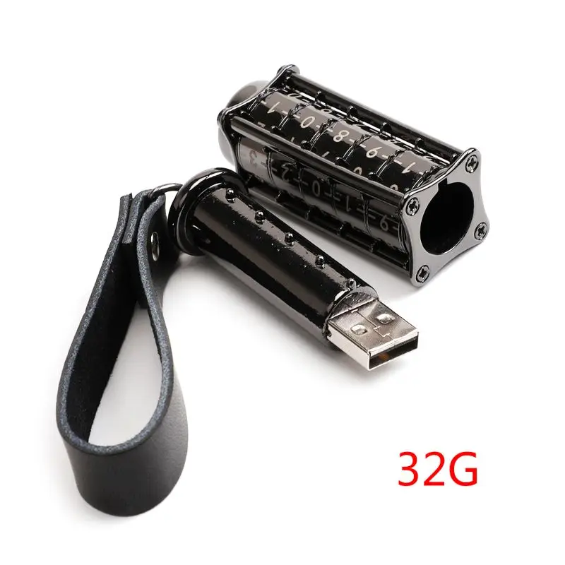 Black32 USB флеш-накопитель металлический флеш-накопитель U Stick 32G 64G USB2.0 цифровой пароль для передачи данных брелок - Цвет: Black32