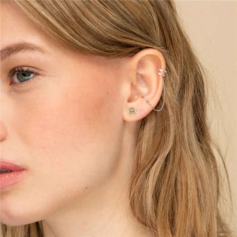 

S925 sterling silver single chain tassel ear clip European and American hot fashion creative pea earrings earrings