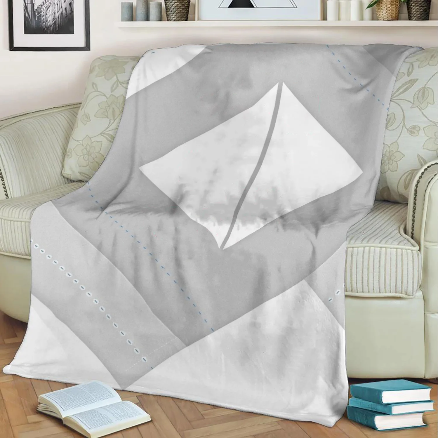 

Manta de felpa de terciopelo con estampado geométrico 3D abstracto, colcha de Sherpa, decoración del hogar