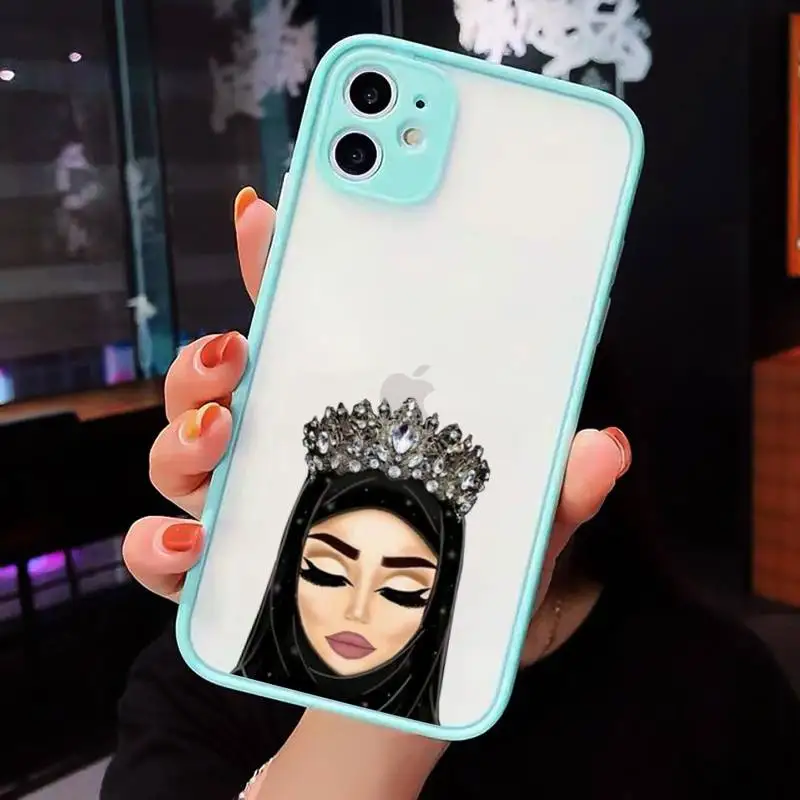 

Muslim Islamic Arab Hijab Face Girl Eyes Phone Cases matte transparent For iphone 7 8 11 12 plus mini x xs xr pro max cover