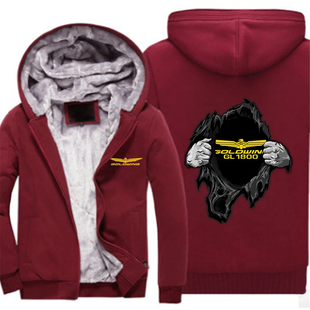 

Hot Gold Wing Honda Logo Comfortable Thicken Jackets Male Hoodies Zipper Sweatshirts Tracksuit College Hooded Coats