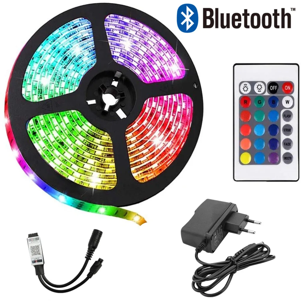 

LED strips change color 16 feet (approximately 5.0 meters) flexible 5050 RGB LED light kit with power supply and Bluetooth