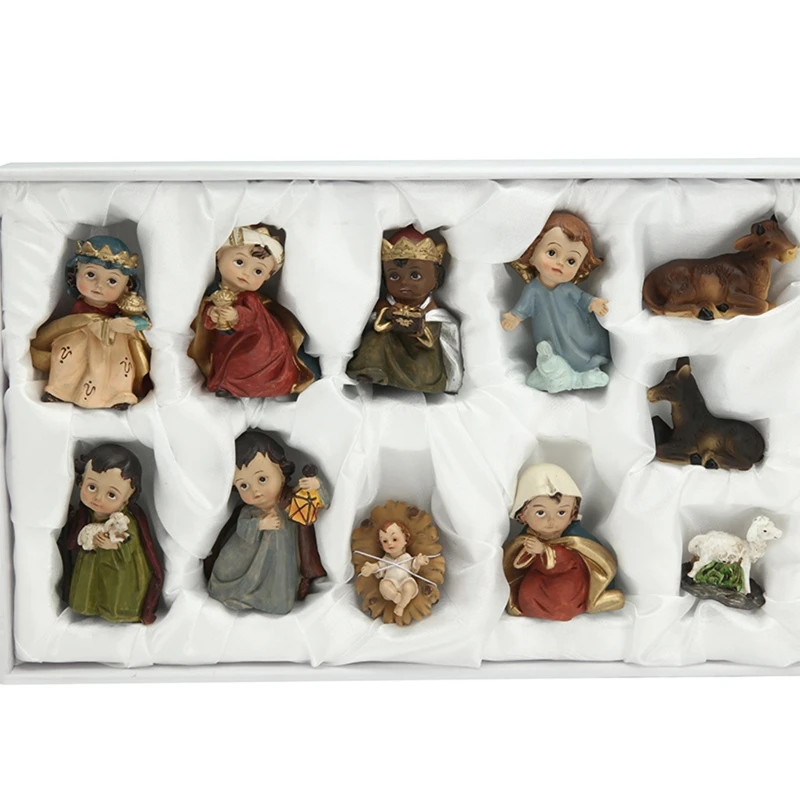 

11Pack Born in Bethlehem Nativity Figurines Set-Nativity Sets for Christmas Indoor-Manger Scene Christmas Decorations