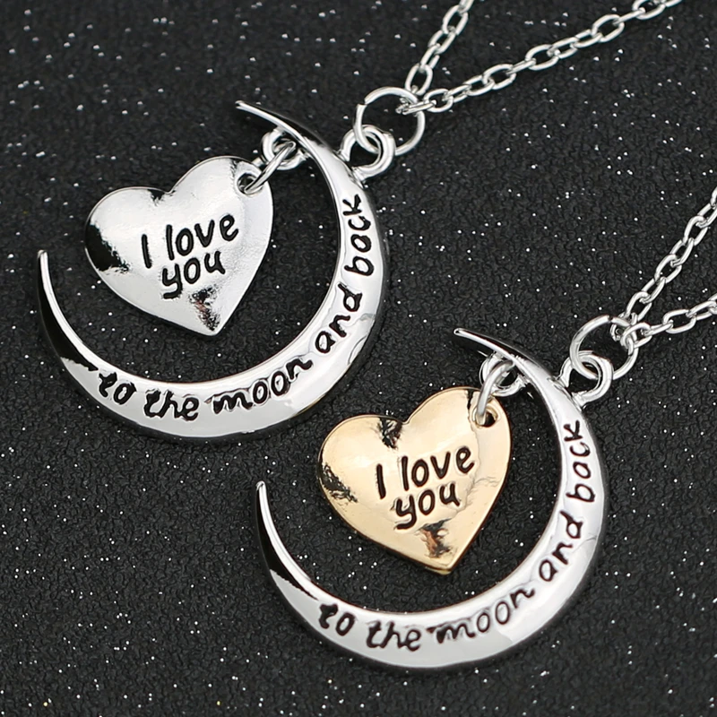 Ожерелье Я люблю тебя до Луны и спины простые буквы сердце любовь золотой