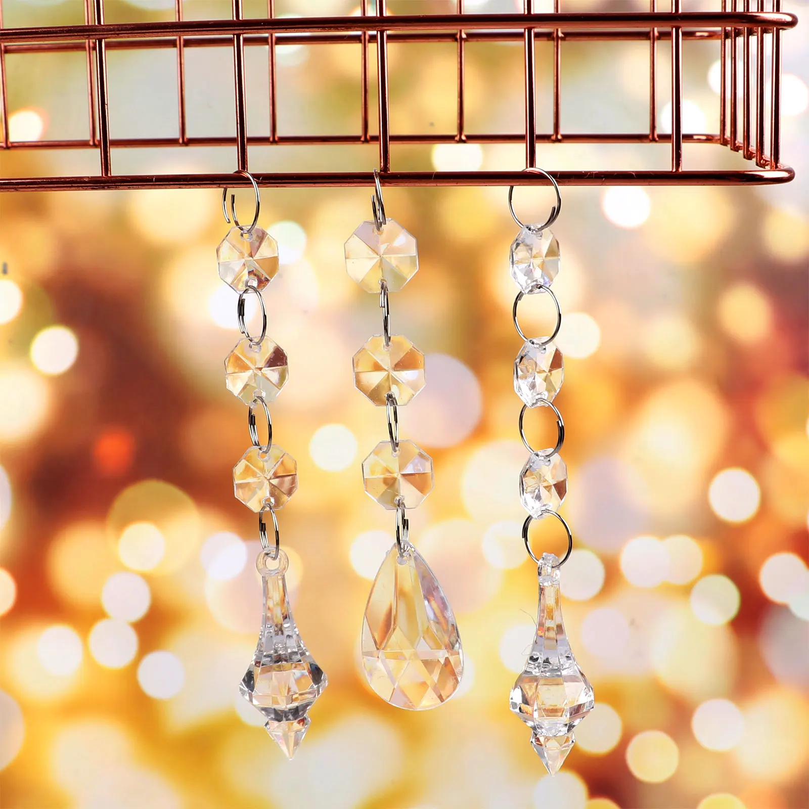 

48 Pcs Clear Wedding Ornament Crystal Clear Acrylic Material Lamp Chains Bead Curtains Bracelets Christmas Decoration