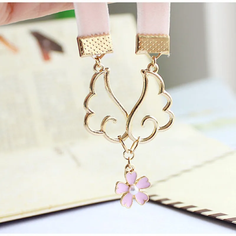 Женские милые ожерелья с крыльями ангела колье чокер красным сердцем звездой и